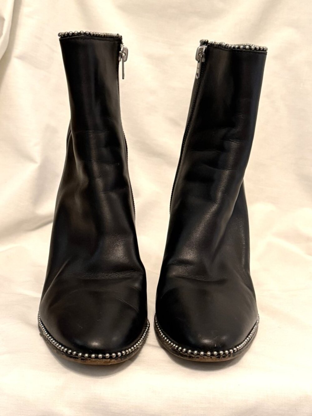Coach Drea G4283 Womens 8B Black Leather Bead Trim Block Heel Ankle Boots - Picture 3 of 11